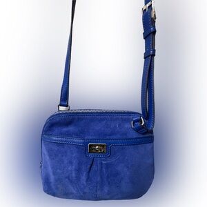 B.Makowsky Blue Leather Suede purse Bag